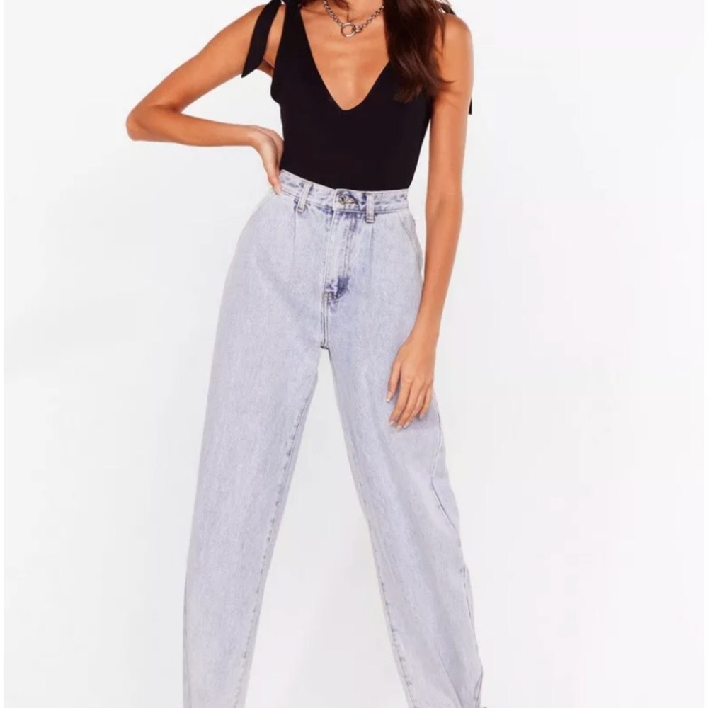 Nasty Gal Deep v neck tie strap bodysuit